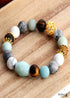 Boho Bracelet, Stretchy Bracelet, Blue Amazonite, Tiger Eye and Howlite